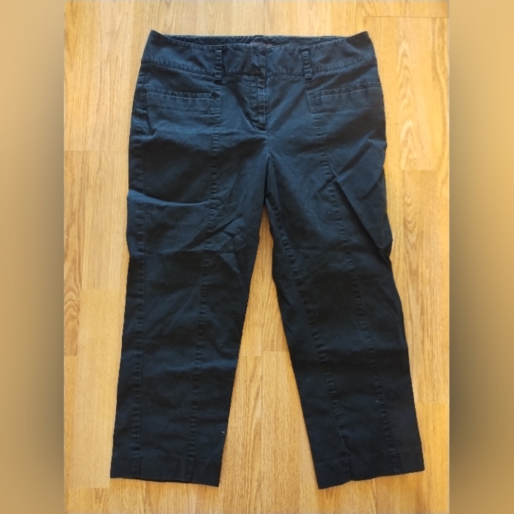 Dana Buchman Black Flat Front Pants Size 12 Pockets Zipper With Hook Closure